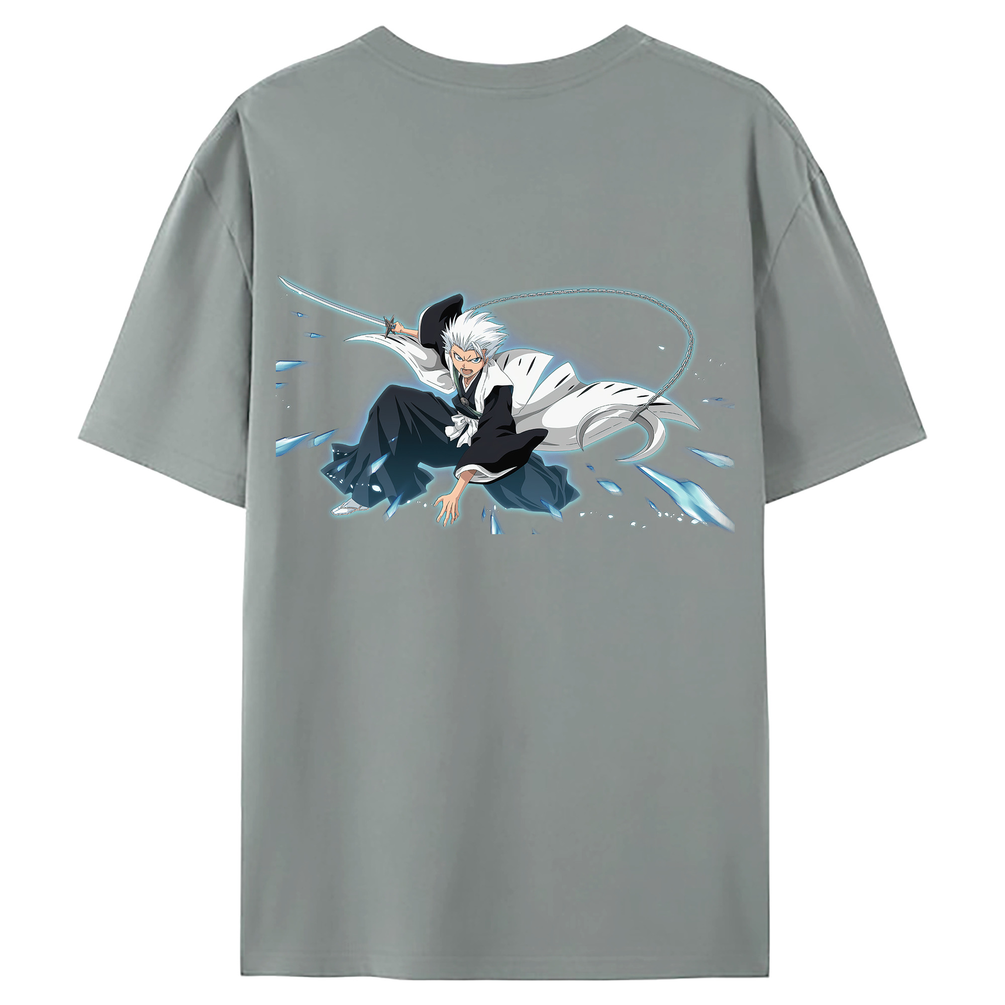 （画像用） ブリーチ 日番谷冬獅郎（ひつがや とうしろう） BLEACH Hitsugaya Toushirou 綿100％ メンズ半袖Tシャツ（バックプリント） 通気性